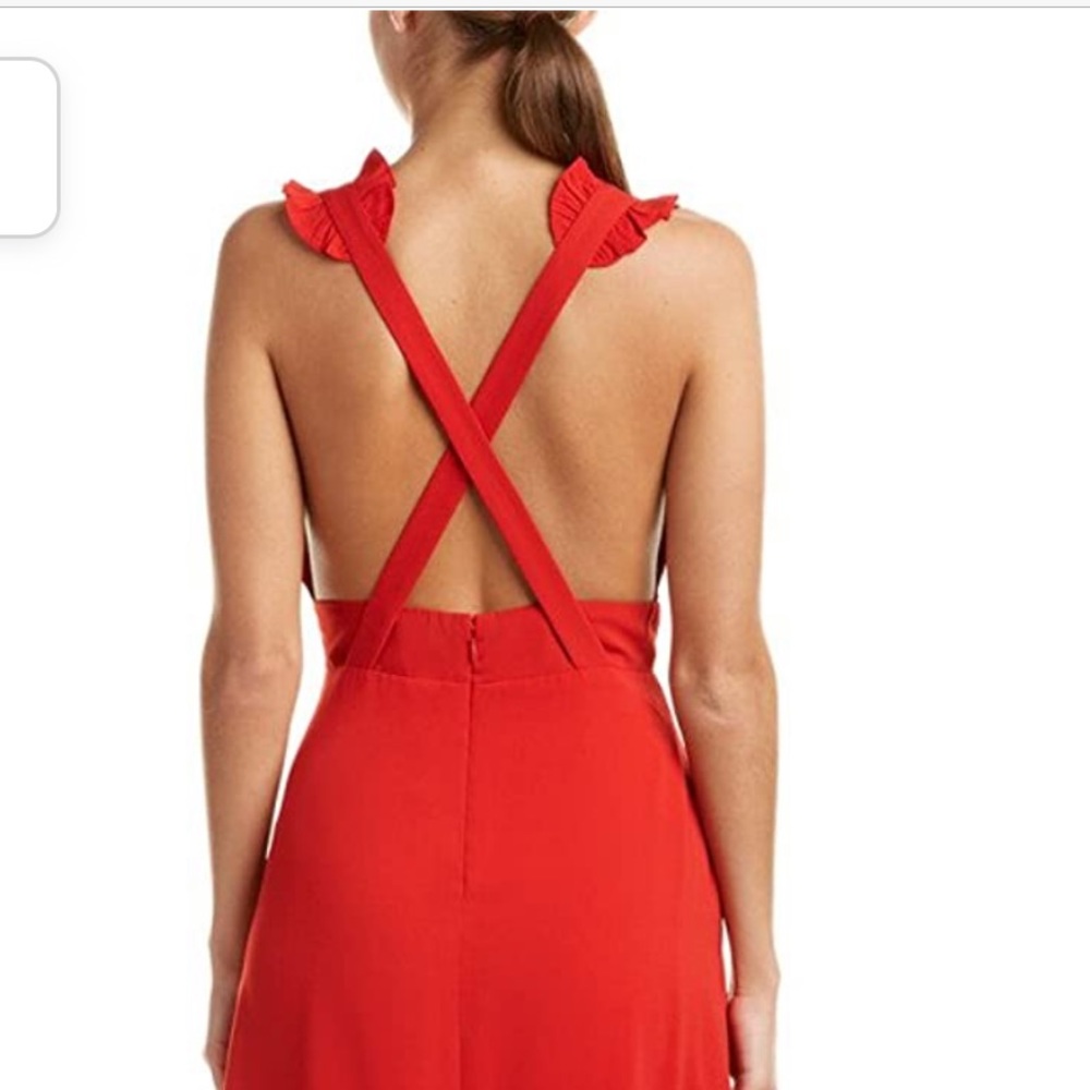 Jill Jill Stuart Women's Ruffle Trim Gown with Criss Cross Back